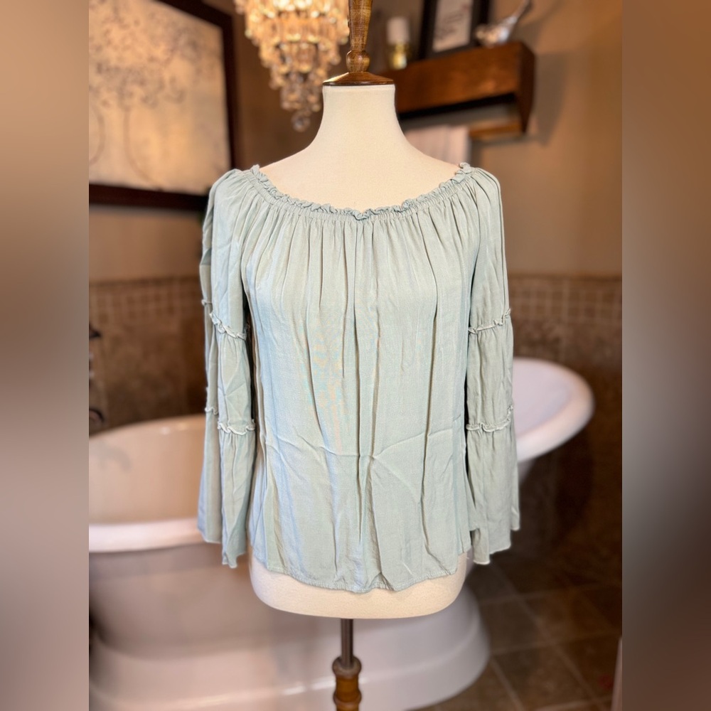 Women's Light Blue Off-Shoulder Blouse